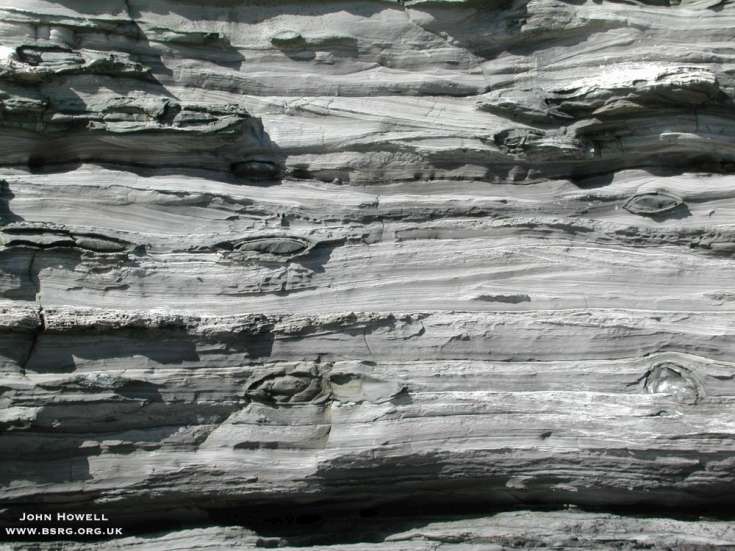 Carbonate cement nodules in HCS sandstone. Carboniferous of North East England.