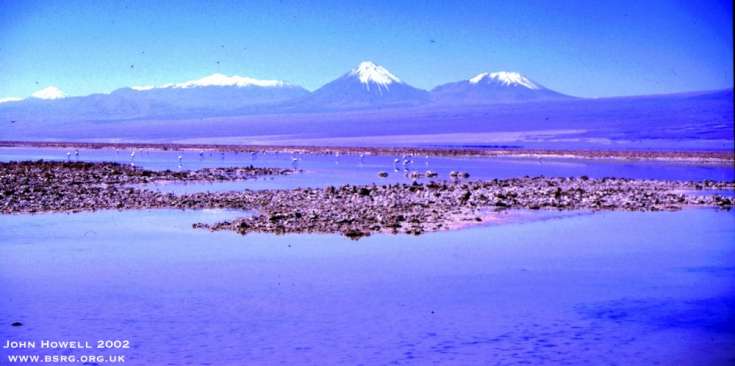 Evaporite deposits and evaporite depositional environment, modern-day internally draining, desert lake. The Salar de Atacama Chile.