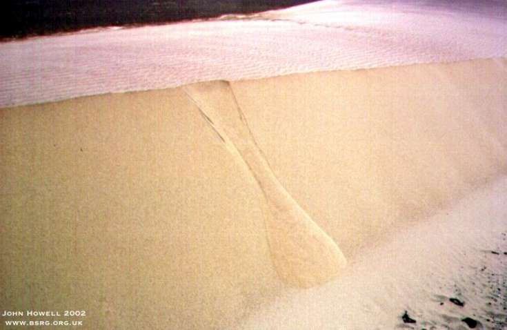 Modern day grainflow on small dune in the Skeleton Coast Namibia.