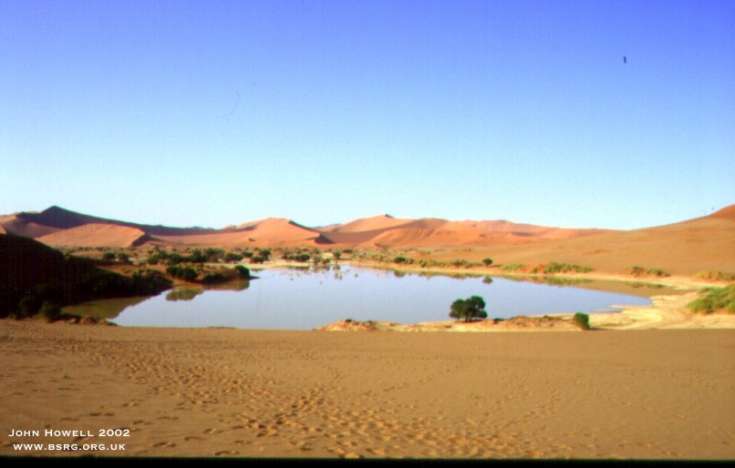 Small, ephemeral interdune pond. Sossusvlei Namibia.